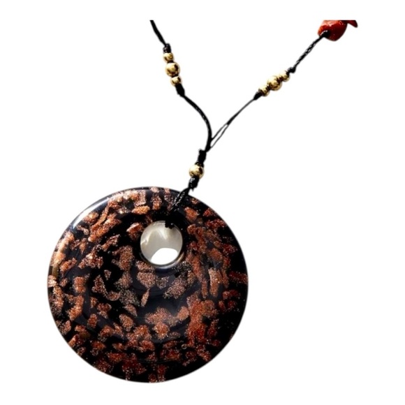 Free People Get Lost Cord Pendant Necklace NEW Boho Adjustable Glass Pendant - Picture 3 of 4